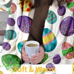 JOOCAR Flannel Throw Blanket Happy Easter Colorful Eggs Cozy&Soft Plush Blankets for Bed Couch Living Room Sofa Chair
