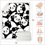 Jurllyshe Panda Plush Blanket Sherpa Fleece Blanket,Soft Warm Fuzzy Throw Blankets Kids or Adults for Crib Bed Couch Chair Four Seasons Living Room Travel Outdoor Cute Panda 50 x 60 Inch