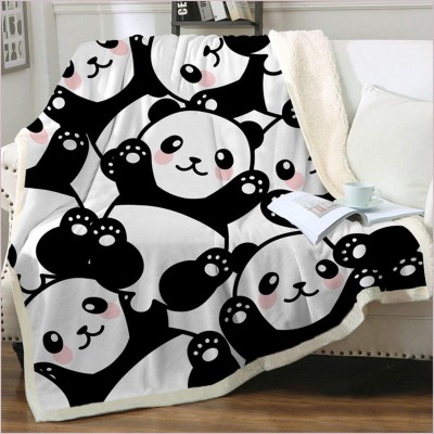 Jurllyshe Panda Plush Blanket Sherpa Fleece Blanket,Soft Warm Fuzzy Throw Blankets Kids or Adults for Crib Bed Couch Chair Four Seasons Living Room Travel Outdoor Cute Panda 50 x 60 Inch