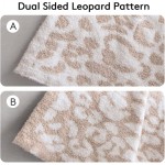 Large Soft Micro Plush Leopard Blanket 71x78 inches Pink|Khaki MH MYLUNE HOME Warm Reversible Cheetah Blanket Leopard Pattern Throw for Couch Bed Sofa