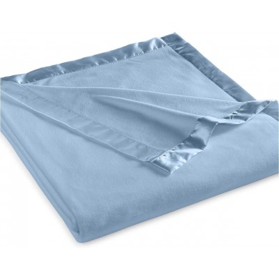 Martha Stewart Easy Care Soft Fleece Blanket Queen Blue Fog