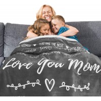 Mom Blanket Gifts for Mothers Day from Daughter Son Cozy Plush Unique Mom Blanket Filled with Sentimental Meaningful Words to Say Love You Mom Grey Sherpa
