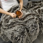 PANDATEX Faux Fur Throw Blanket Super Soft Fuzzy Fluffy Decorative Blanket,Luxury Warm Shaggy Elegant Long Hair Washable Decoration Throw for Sofa Couch and Bed Brown 50x60 in