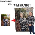 Personalized Photo Customizable Picture Blanket Throw Woven from Cotton Not Printed Made in The USA 72x54