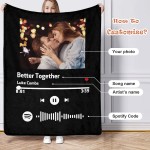 Personalized Spotify Code Music Blanket,Customized Blankets with Photos for Couples Lover Custom Flannel Blankets Using Photos of Family Friends Dog Cat Or Pet Birthday Valentines Gifts