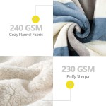PU MEI Sherpa Fleece Throw Blanket 60" x 80" Reversible Plush Fluffy Lattice Flannel Blankets for Sofa Couch Bed Grey-Blue