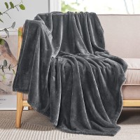 RYB HOME Grey Throw Blanket Soft Flannel Fleece Blankets Lightweight Thermal Fuzzy Bed Blanket for Couch Bed Sofa Travel Camping Grey 50x60 inches