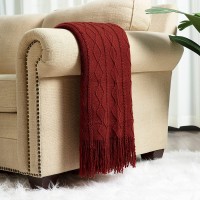 SheSpire Texture Rusty Red Throw Blankets for Couch Knitted Upholstery Blanket Cozy Lightweight Decorative Throw for Sofa Bed and Living Room 50''x60''