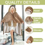 Sloth Wearable Hooded Blanket for Adults Super Soft Warm Cozy Plush Flannel Fleece & Sherpa Hoodie Throw Cloak Wrap Sloth Gifts for Women Adults and Kids