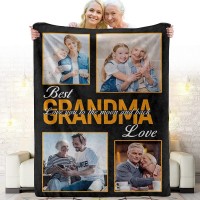 to My Best Grandma Custom Photo Collage Throw Blanket Love You to The Moon and Back Blanket Customized Pictures Blanket Face Gift for Grandma Birthday Christmas Long Distance Gift