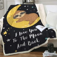 Zevrez Sloth Blanket Cute Kids Throw Blanket Soft I Love You to The Moon and Back Blankets Sloth Gifts for Girls Boys Adults Sloths Lovers Bed CouchSloth 2 48"x60"