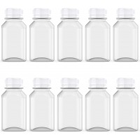 10 Pcs 4 Ounce Juice Bottles Plastic Milk Bottles Bulk Beverage Containers with Tamper Evident Caps Lids White for Milk Juice Drinks and Other Beverage Containers