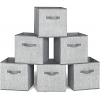 13x13x13 Cube Storage Bins 6 Pack Collapsible Fabric Storage Cubes Organizer with Dual Handles Collapsible Closet Shelf Organizer for Nursery Toys Organizer Shelf Cabinet Grey
