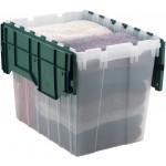 Akro-Mils 66497CLDGN Plastic Storage Container 18 Gallon KeepBox with Hinged Attached Lid 21-Inch L by 15-Inch W by 17-Inch H Clear Green