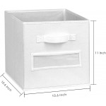 artsdi Set of 10 Storage Cubes Foldable Fabric Cube Storage Bins with 10 Labels Window Cards & a Pen Collapsible Cloth Baskets Containers for Shelves Closet Organizers Box for Home & Office,White