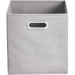 Basics Collapsible Fabric Storage Cubes with Oval Grommets 6-Pack Light Grey