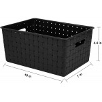 Bekith 5 Pack Woven Plastic Storage Basket Woven Basket Bin 10" L x 7" W x 4.4" H Black