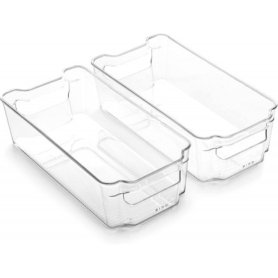 BINO | Stackable Plastic Storage Bins Medium 2 Pack | THE STACKER COLLECTION | Multi-Use Organizer Bins | BPA-Free | Pantry Organization | Home Organization | Fridge Organizer | Freezer Organizer