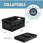 CleverMade 32L Collapsible Storage Bins Folding Plastic Stackable Utility Crates Solid Wall No Lid 3 Pack Black
