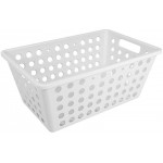 Coza- Commercial Grade Thick Plastic Storage Basket- Set of 4 White Large