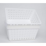 Coza- Commercial Grade Thick Plastic Storage Basket- Set of 4 White Large