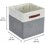 DECOMOMO Cube Storage Bins | Fabric Storage Cubes Closet Organizer Cubby Bins for Shelves Cloth Nursery Decorative Basket with Handles Grey and White 11 x 11 x 11 inch
