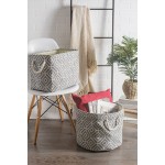 DII Collapsible Polyester Storage Basket Or Bin with Durable Cotton Handles Home Organizer Solution for Office Bedroom Closet Toys and Laundry Large Rectangle-17.75x12x15 Stained Glass Gray