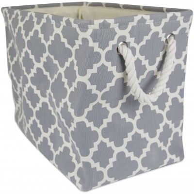 DII Polyester Container with Handles Lattice Storage Bin Large Gray