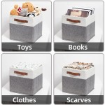 Fabric Cube Storage Bins Baskets 11x11 Cube Storage Bins Set of 4 Foldable Storage Cube Bin Baskets for Shelves with Handles Bins for Cube Organizer Home Toy Nursery Closet BedroomWhite Gray