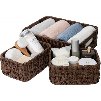GRANNY SAYS Wicker Baskets for Storage Nesting Storage Baskets for Shelves 1 Large Woven Basket and 2 Small Wicker Baskets Brown 3-Pack
