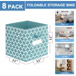 homyfort Foldable Cube Storage Bins 11x11 inches8 Pack Fabric Storage Bin Baskets Box Organizer with Labels and Dual Handles for Shelf Closet Nursery Blue