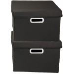 Household Essentials Fabric Storage Boxes with Lids and Handles Black