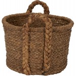 Household Essentials Large Wicker Floor Storage Basket with Braided Handle Light Brown 19''x 25''