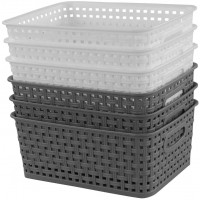 Idomy 6-Pack Plastic Storage Baskets Bins Rectangle