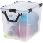 IRIS USA 103 Quart Weathertight Plastic Storage Bin Tote Organizing Container with Durable Lid and Seal and Secure Latching Buckles Clear Black 103 Qt. 2 Pack
