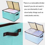 Larger Storage Cubes [4-Pack] Senbowe Linen Fabric Foldable Collapsible Storage Cube Bin Organizer Basket with Lid Handles Removable Divider For Home Office Nursery Closet 16.5 x 11.8 x 9.8”
