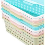 Lawei 8 Pack Plastic Storage Baskets Colorful Paper Organizer Baskets Plastic Shelf Bins with Handles Classroom Office File Holder for Home Office School