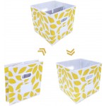MAX Houser Fabric Storage Bins Cubes Baskets Containers with Dual Plastic Handles for Home Closet Bedroom Drawers Organizers Flodable Set of 6 Yellow