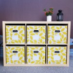 MAX Houser Fabric Storage Bins Cubes Baskets Containers with Dual Plastic Handles for Home Closet Bedroom Drawers Organizers Flodable Set of 6 Yellow