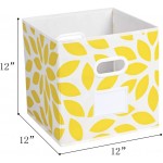 MAX Houser Fabric Storage Bins Cubes Baskets Containers with Dual Plastic Handles for Home Closet Bedroom Drawers Organizers Foldable Set of 4 Yellow