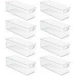 mDesign Plastic Video Game Organizer Game Storage Holder Bin with Handles for Media Console Stand Closet Shelf Cabinets Tower and Bookshelves Holds Disc Video Games Head Sets 8 Pack Clear