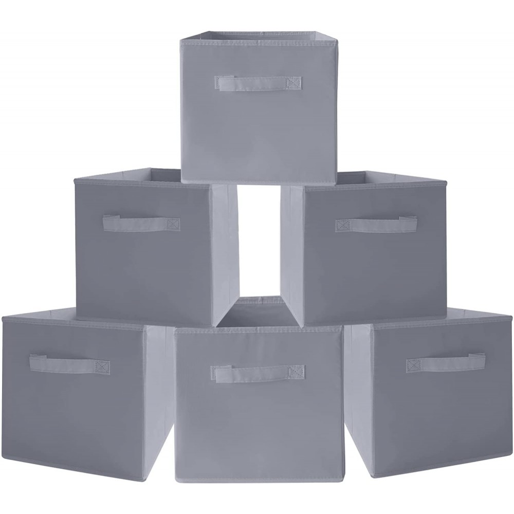PACHIRA E-Commerce Gray Storage Bins Collapsible Sturdy Fabric Storage Basket Cube for Organizing Shelf Nursery Home Closet 6 Pack Grey