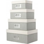 Photo Boxes Storage Storage Boxes with Lids 4 in 1 Set Water-Proof Storage Box Sets with Handles Decorative Multiple Size Storage Bins with Lids for Kids Toys Clothes Shoes Office Cosmetic Books