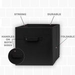 Pomatree 12x12x12 Inch Storage Cubes 6 Pack Fabric Cube Storage Bins | Dual Handles Foldable | Home Kids Room Closet and Storage Basket Bin Organizers Black
