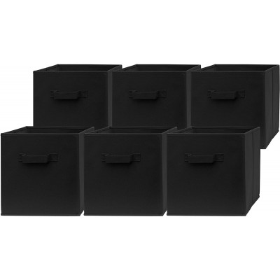 Pomatree 12x12x12 Inch Storage Cubes 6 Pack Fabric Cube Storage Bins | Dual Handles Foldable | Home Kids Room Closet and Storage Basket Bin Organizers Black