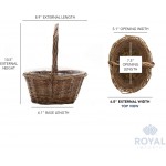 Royal Imports Oval Shaped -Small- Willow Handwoven Easter Basket 9"L x7W x3.5H 10.5"H w  Handle Braided Rim with Plastic Insert