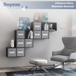 Royexe Storage Cubes 11 Inch Cube Storage Bins Set of 8. Features Large Label Window & Dual Handles & Fabric Cubby Organizer Baskets | Foldable Closet Shelf Organization Boxes Grey