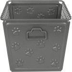 Spectrum Diversified Paws Macklin Basket Steel Storage Bin with Cute Pawprint Design Pet Accessory Organizer with Rust-Resistant Finish Cat & Dog Toy Organization & Storage Medium Industrial Gray