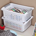 Sterilite 16608008 Small Stacking Basket with Titanium Accents White 8 Pack