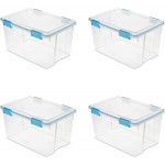 Sterilite 19344304 54 Quart 51 Liter Box Aquarium Latches and Gasket 4-Pack Blue Clear